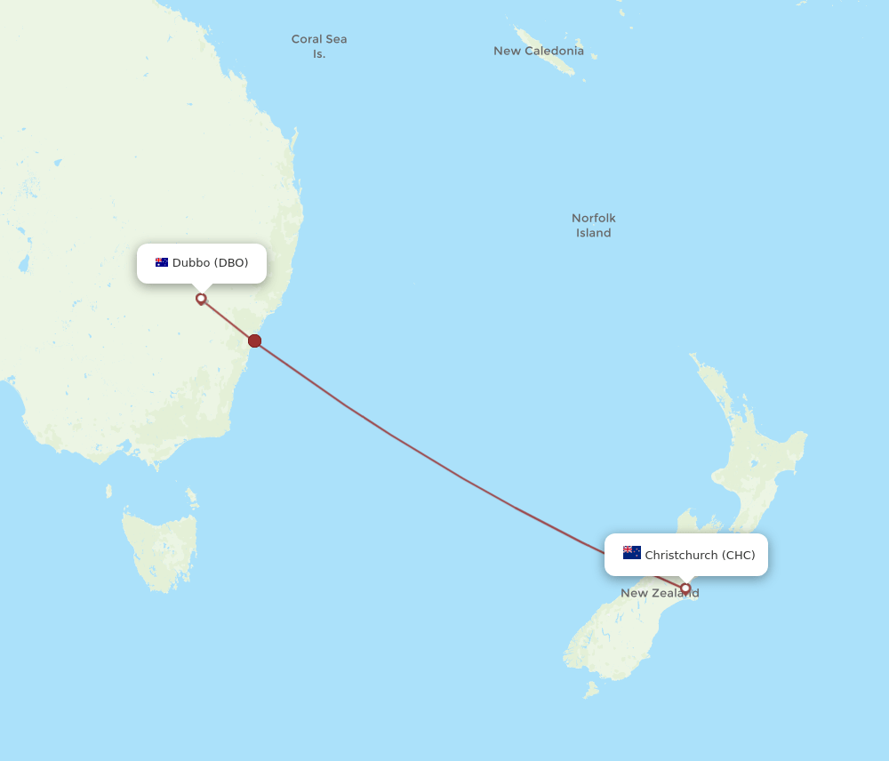 CHC-DBO flight routes