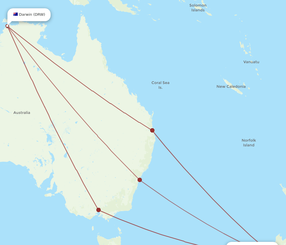 CHC-DRW flight routes