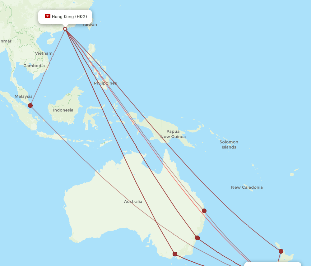 CHC-HKG flight routes