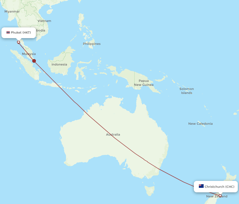 CHC-HKT flight routes