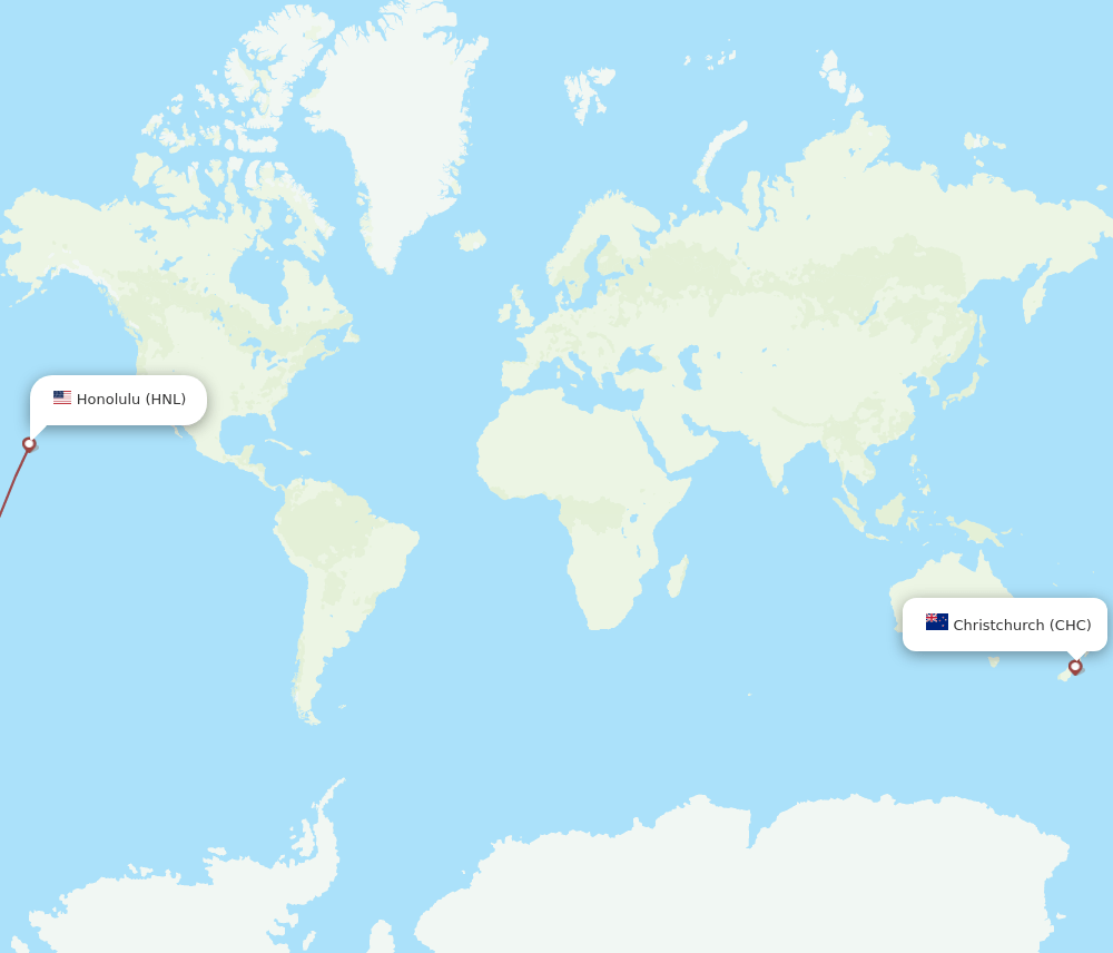 CHC-HNL flight routes