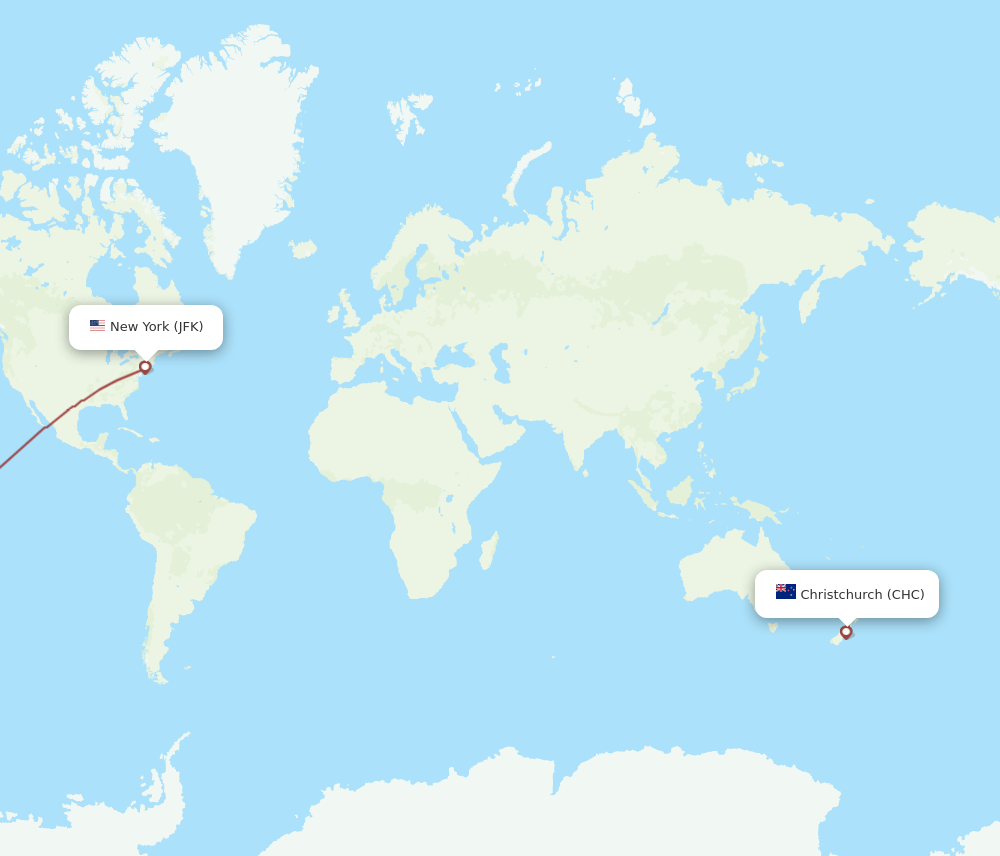 CHC-JFK flight routes