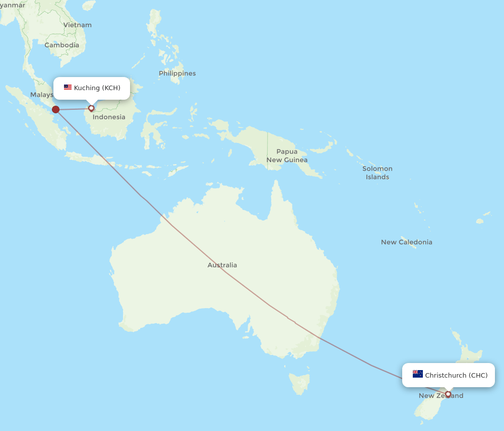 CHC-KCH flight routes