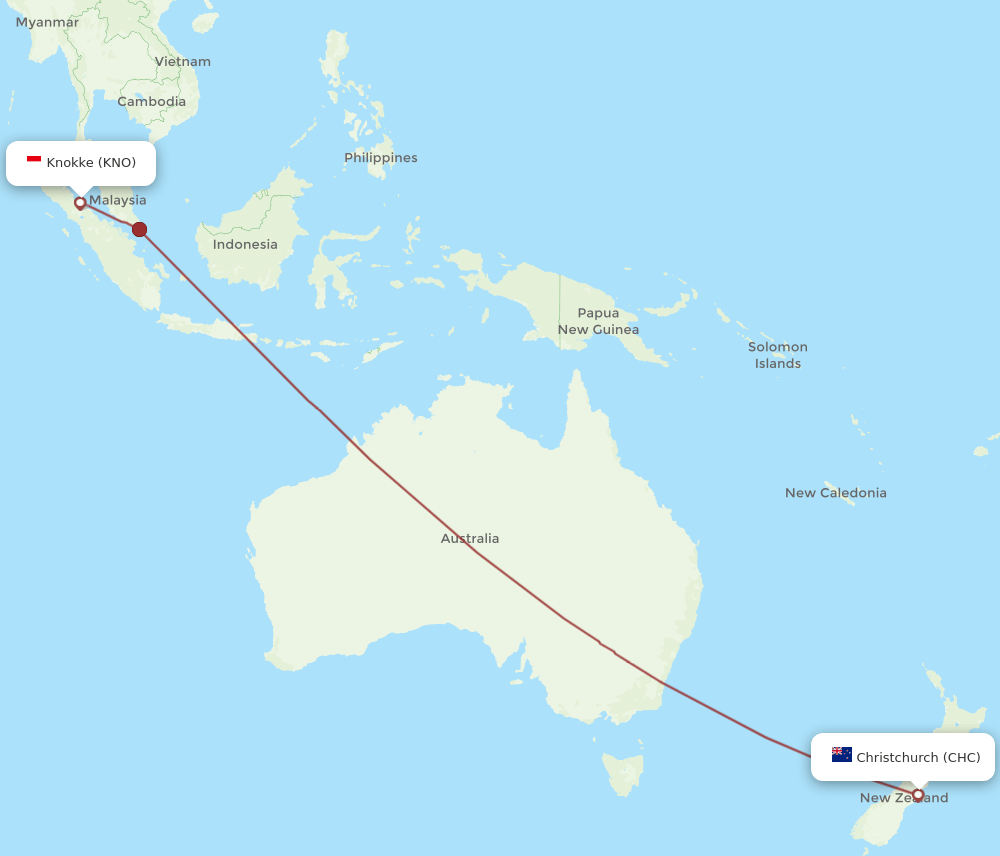 CHC-KNO flight routes