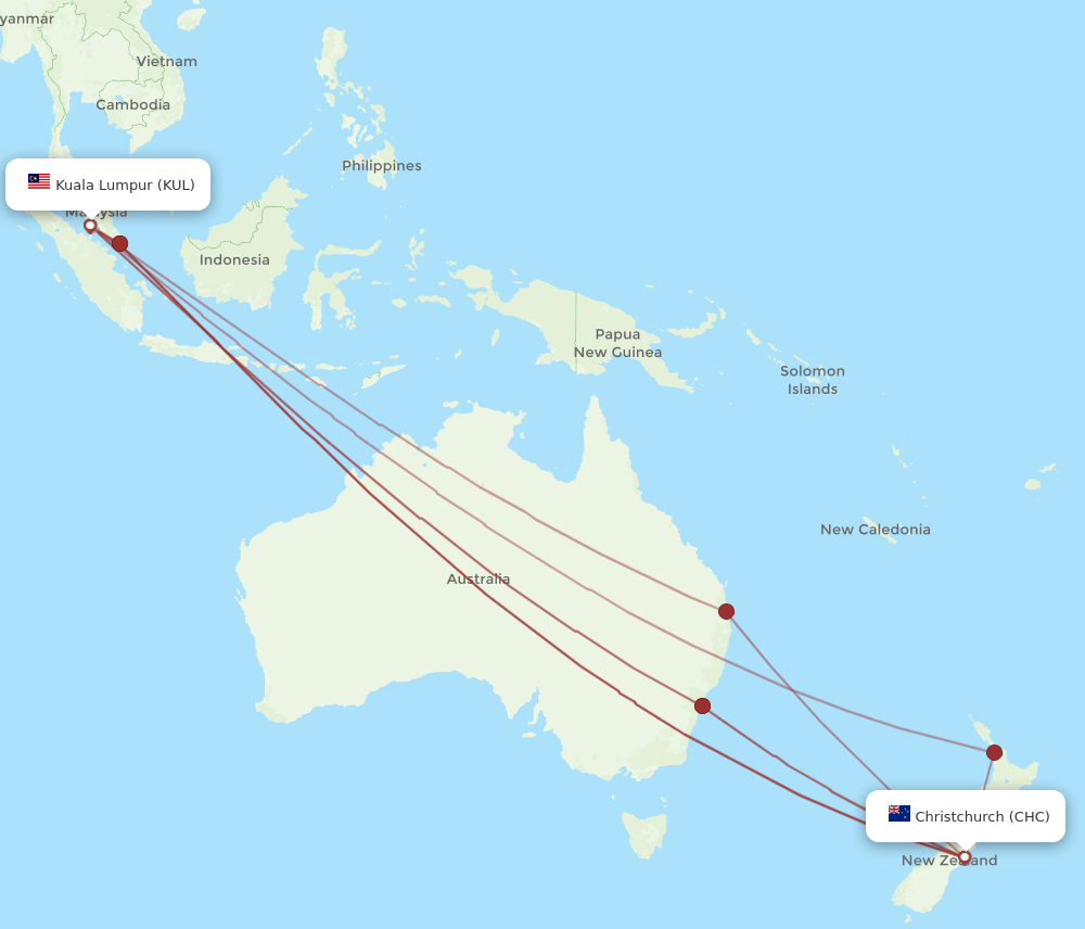 CHC-KUL flight routes