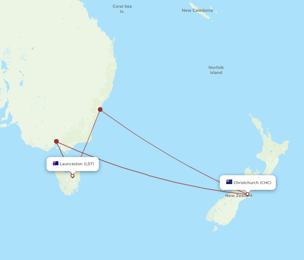 CHC-LST flight routes