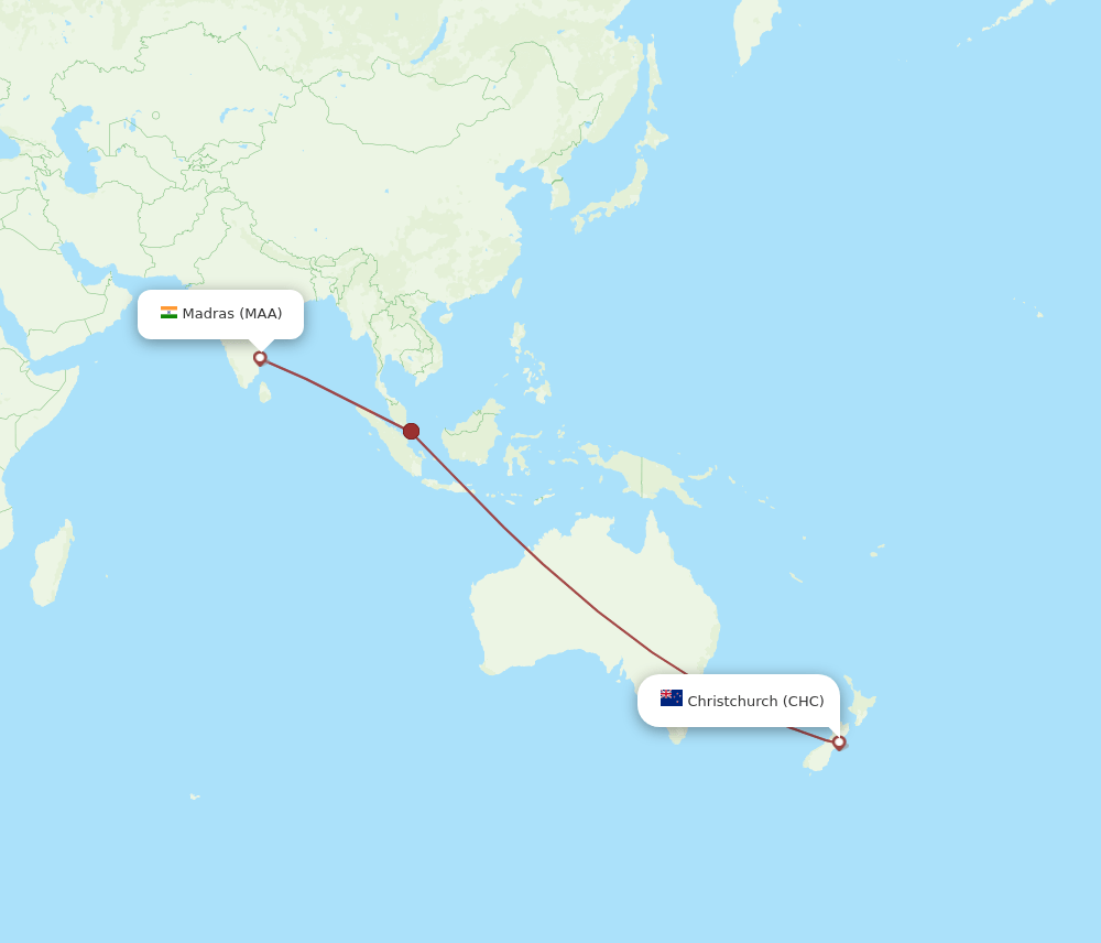 CHC-MAA flight routes
