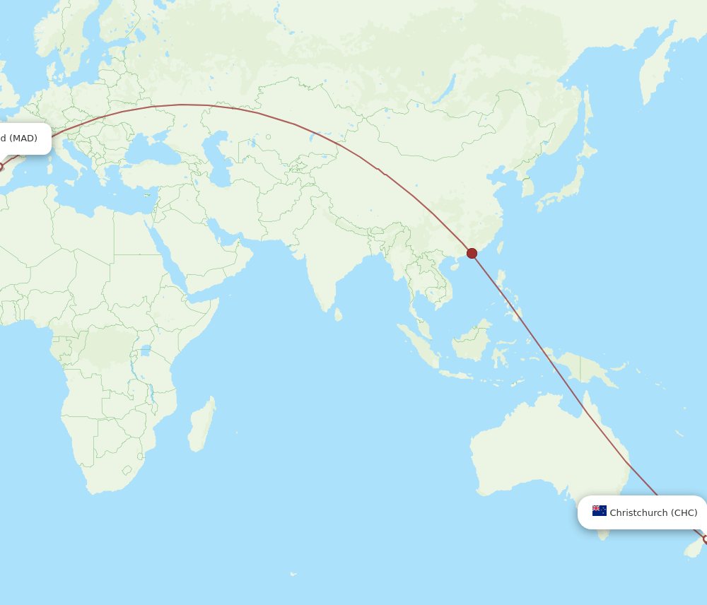 CHC to MAD flights and routes map