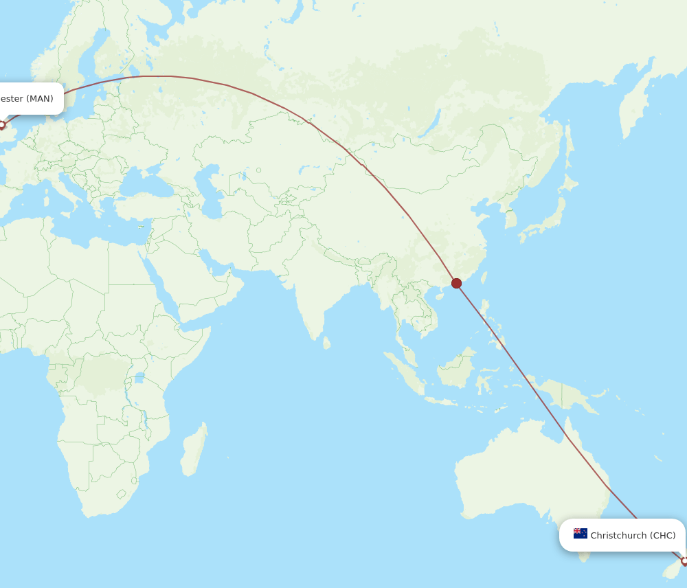 MAN to CHC flights and routes map