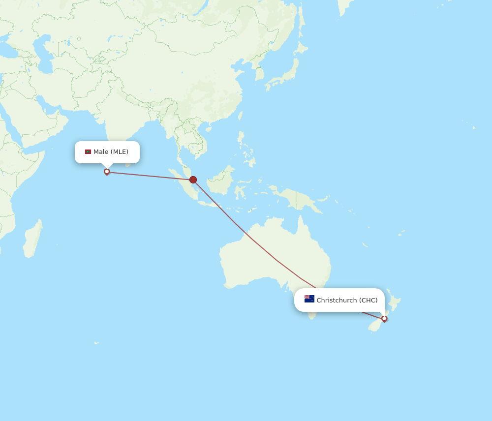 CHC to MLE flights and routes map