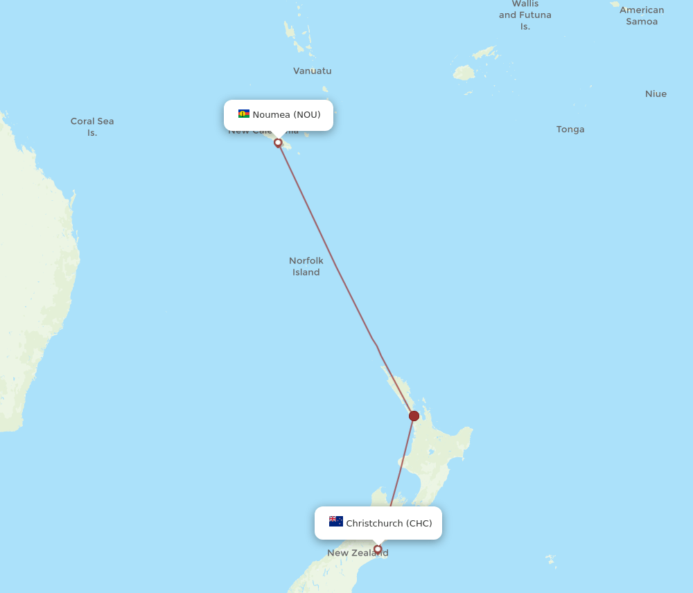 CHC-NOU flight routes