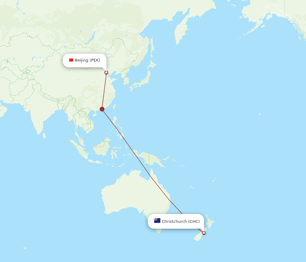 CHC-PEK flight routes