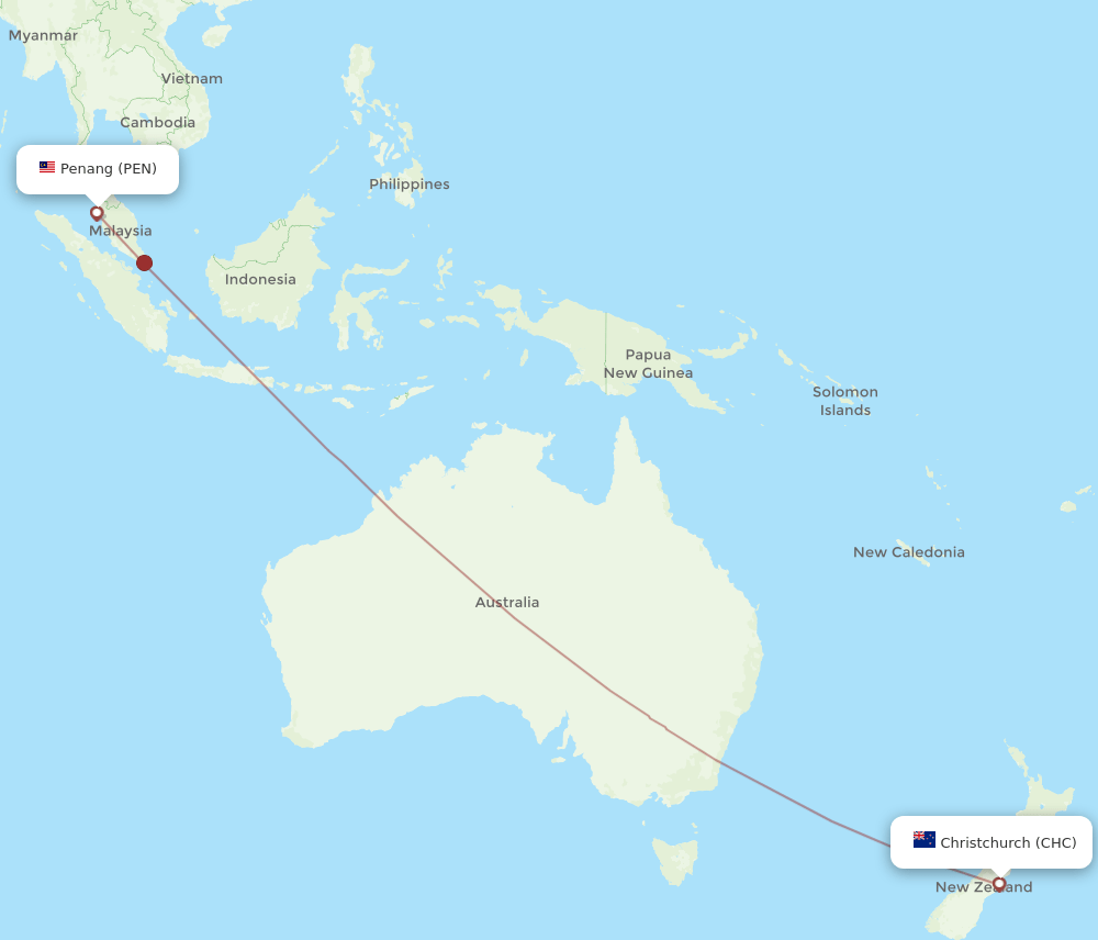 CHC-PEN flight routes
