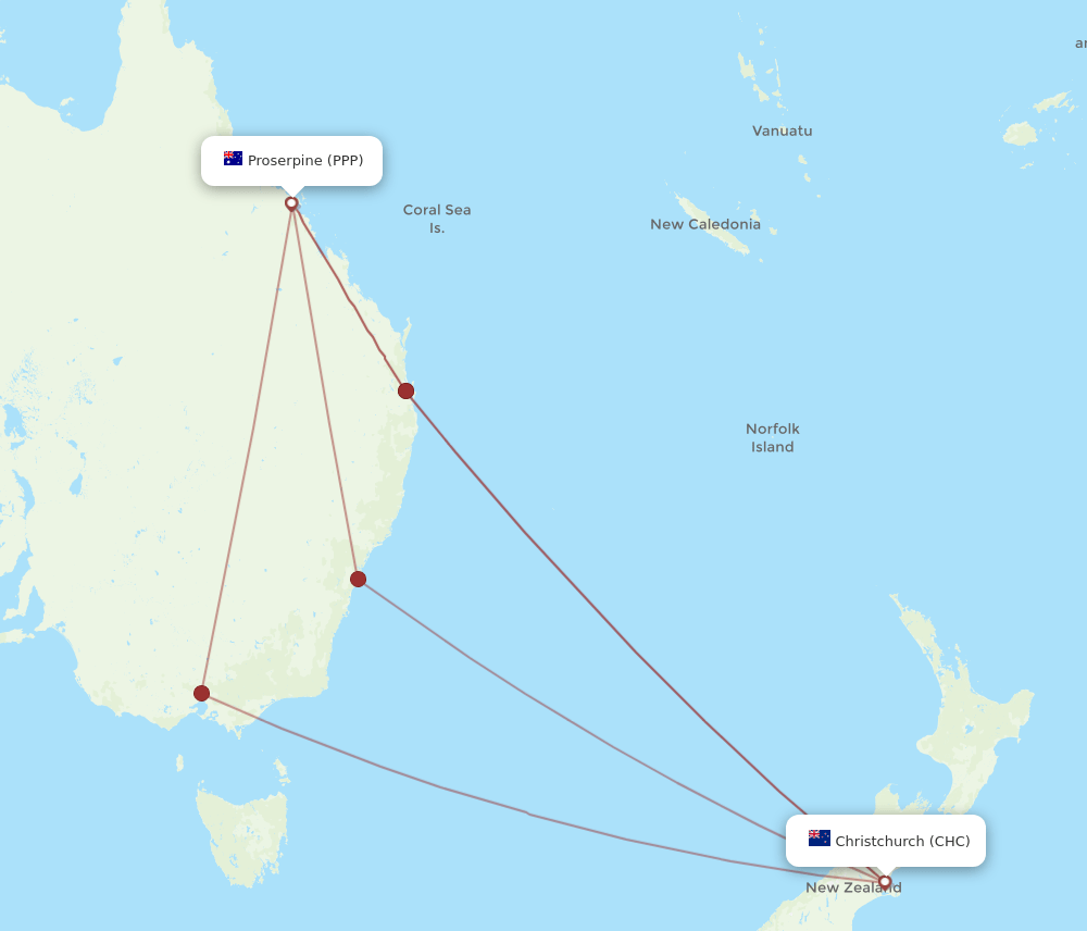 CHC-PPP flight routes