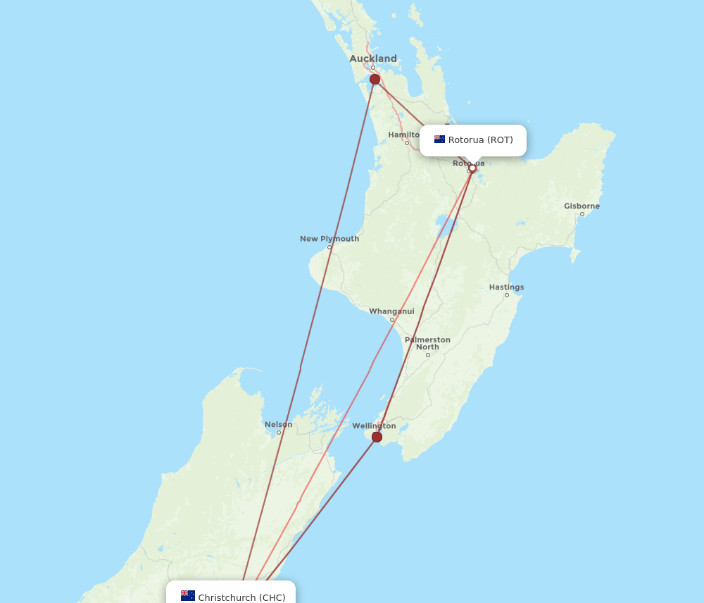CHC-ROT flight routes