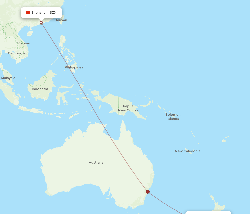 CHC-SZX flight routes