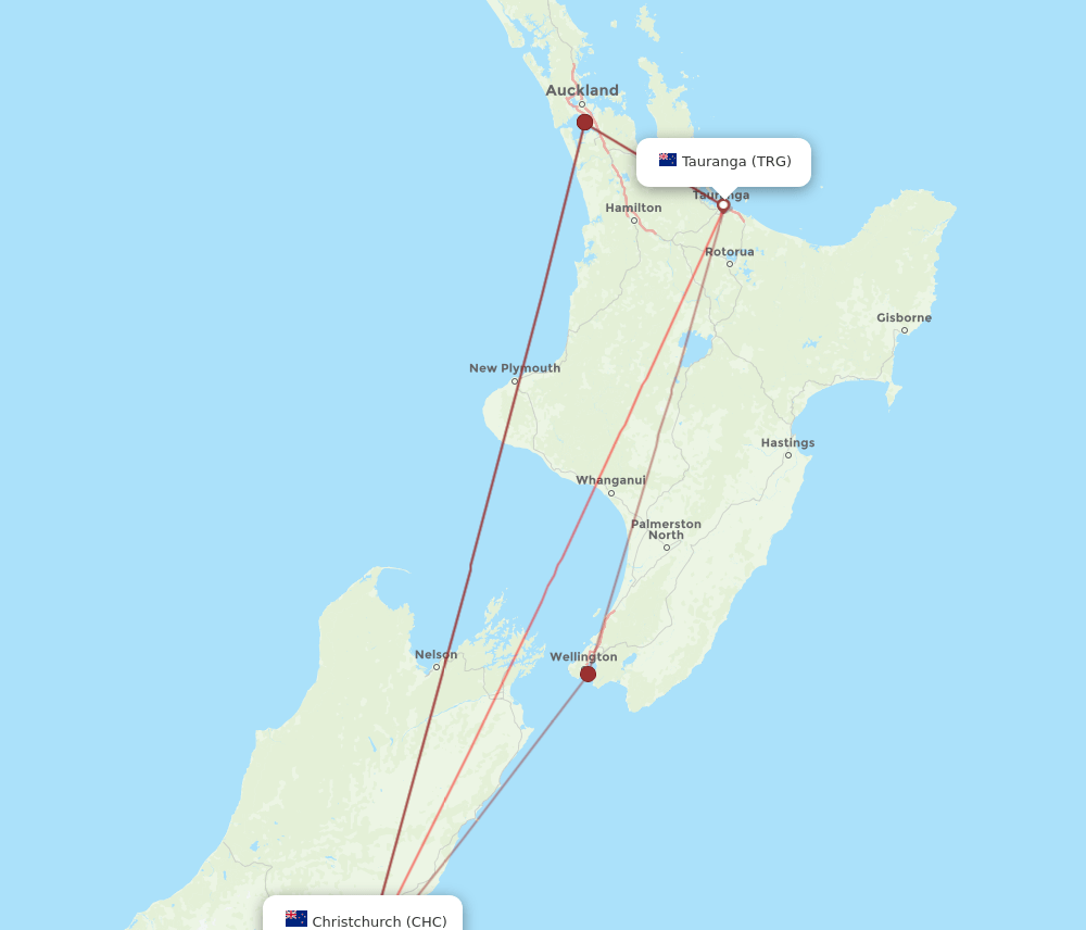 CHC-TRG flight routes