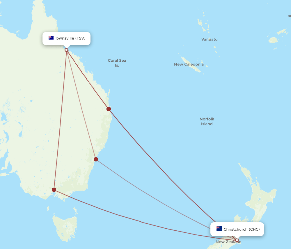 CHC-TSV flight routes