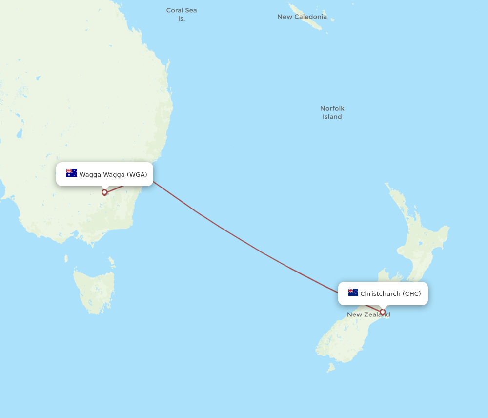 CHC-WGA flight routes
