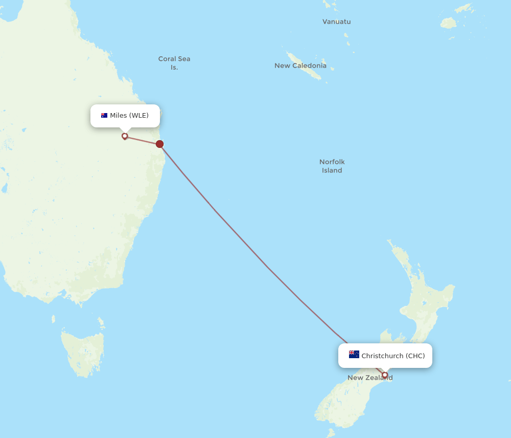 CHC-WLE flight routes