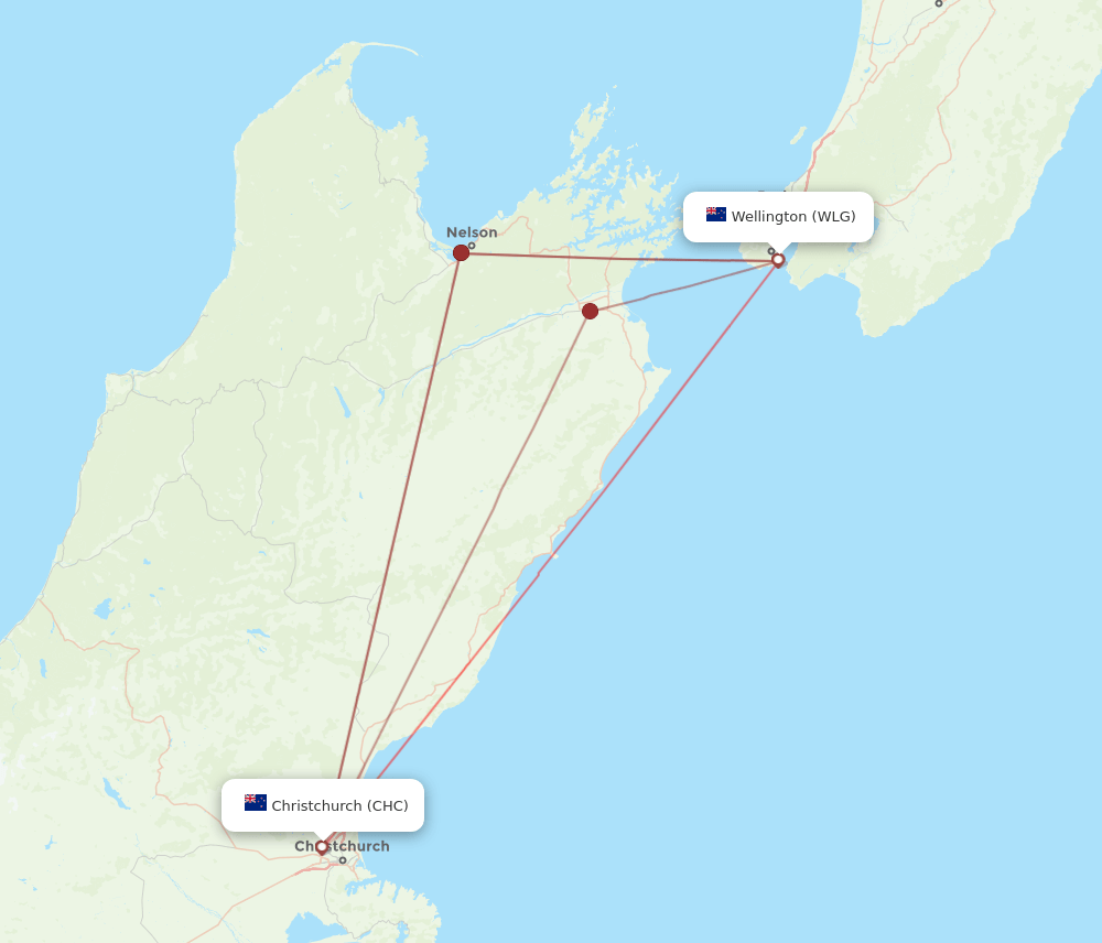 CHC-WLG flight routes