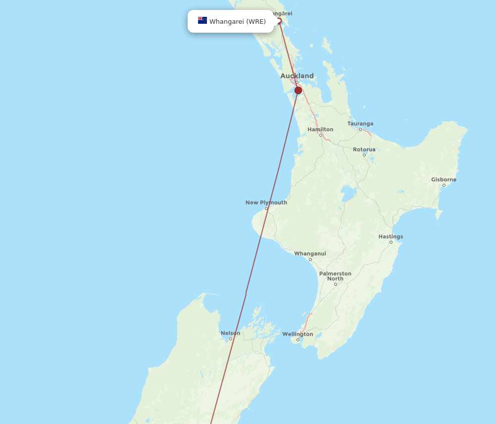 CHC-WRE flight routes