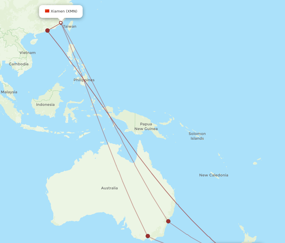 CHC-XMN flight routes