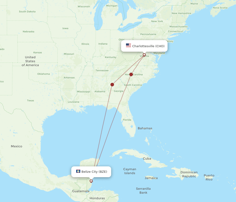 CHO-BZE flight routes