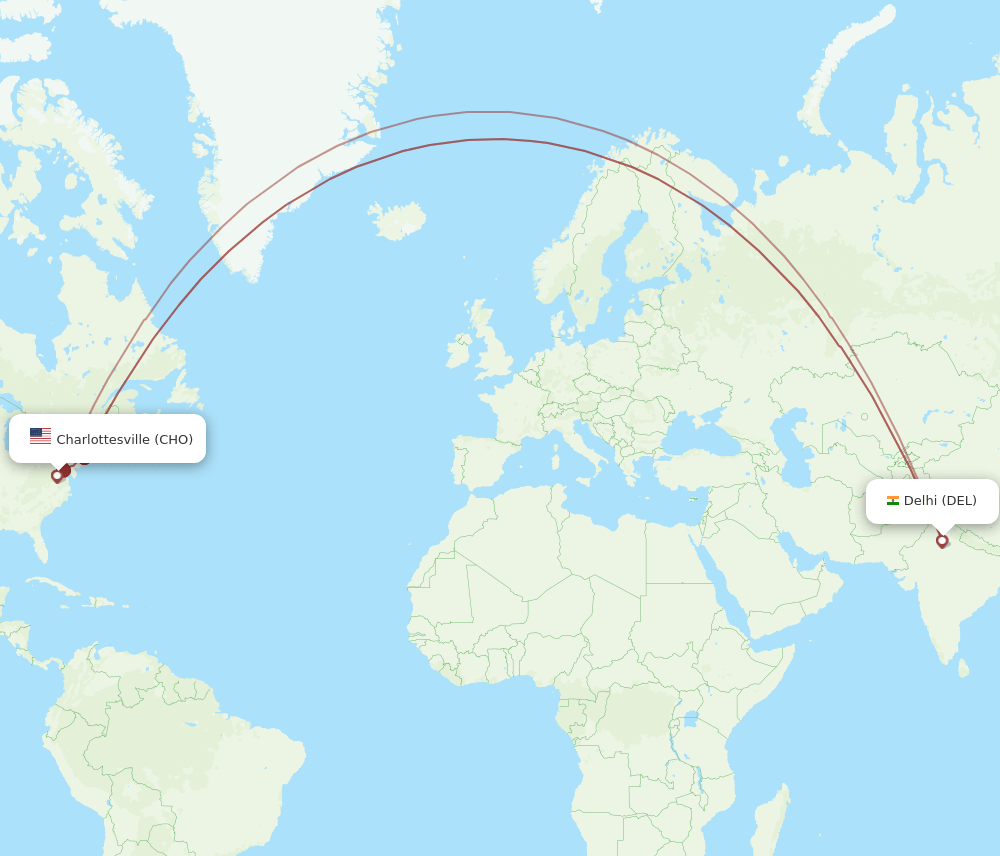CHO-DEL flight routes