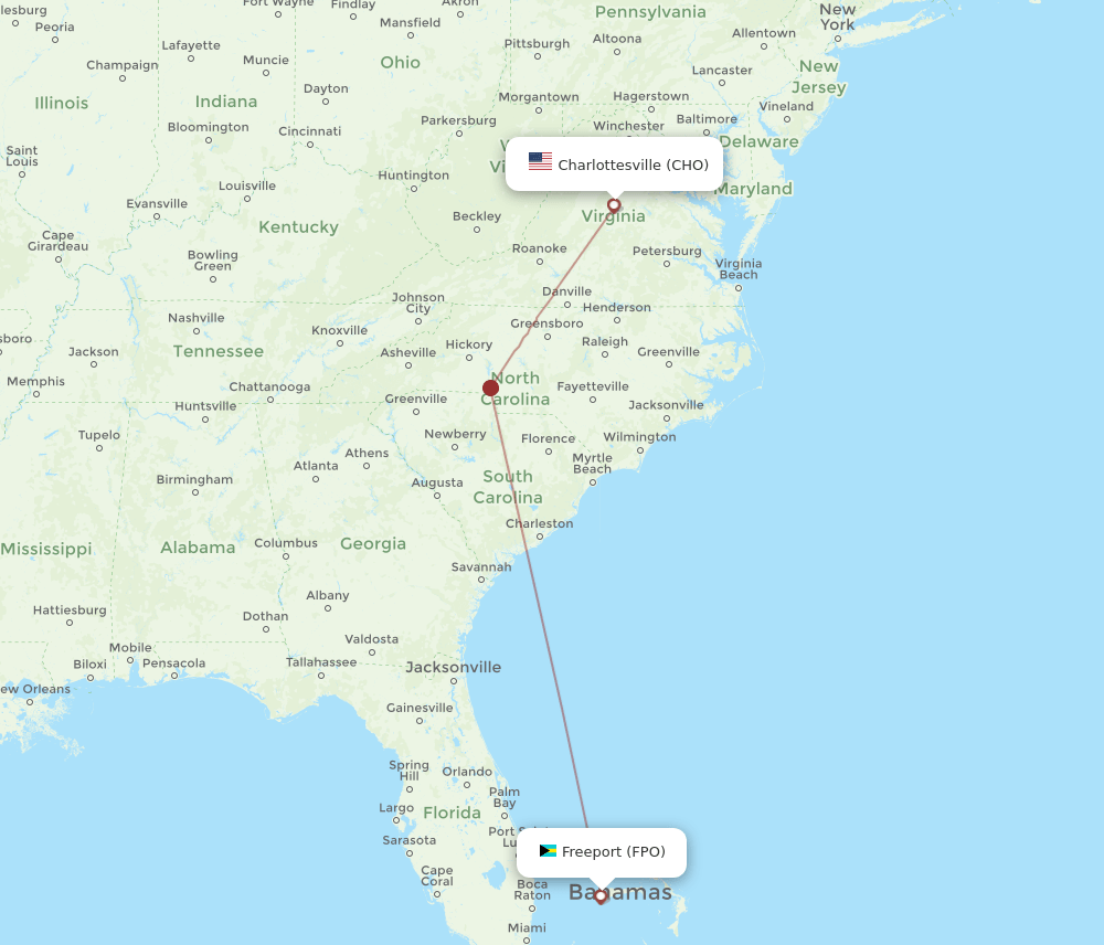 CHO-FPO flight routes