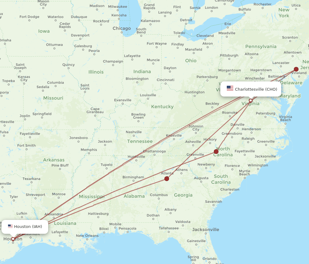 CHO-IAH flight routes