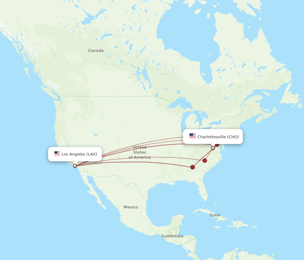 CHO-LAX flight routes