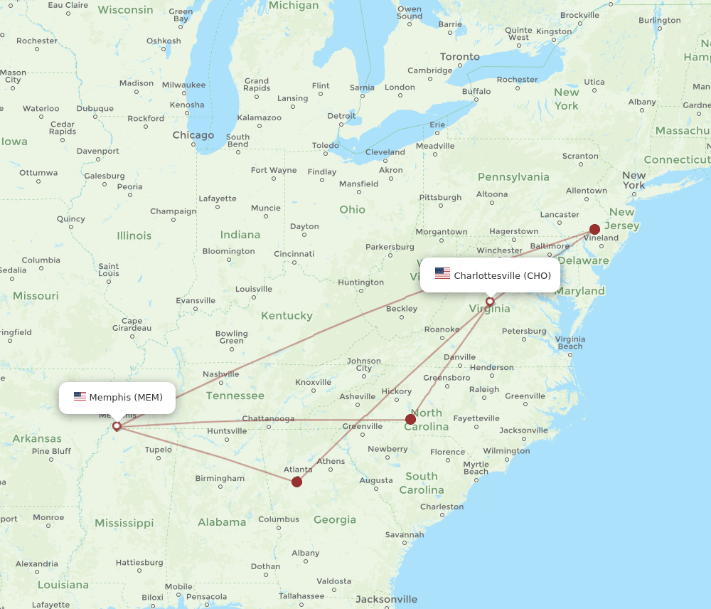 CHO-MEM flight routes