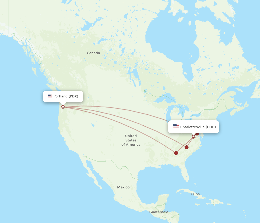 CHO-PDX flight routes