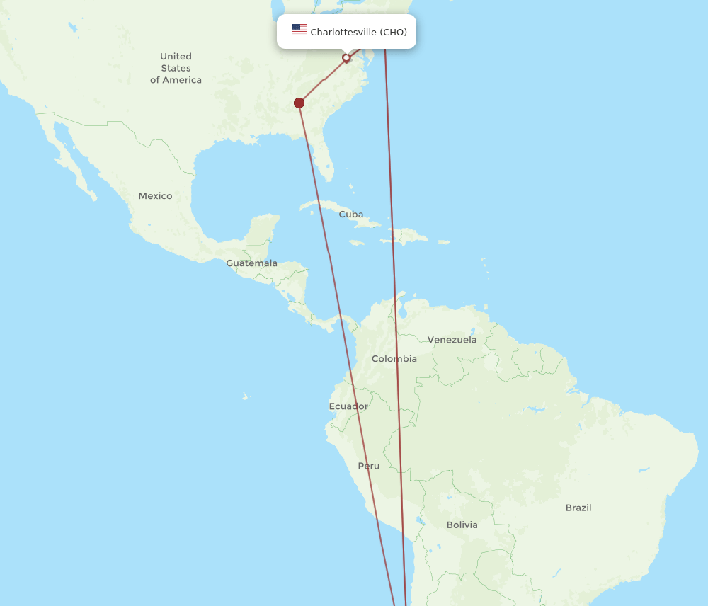 CHO-SCL flight routes