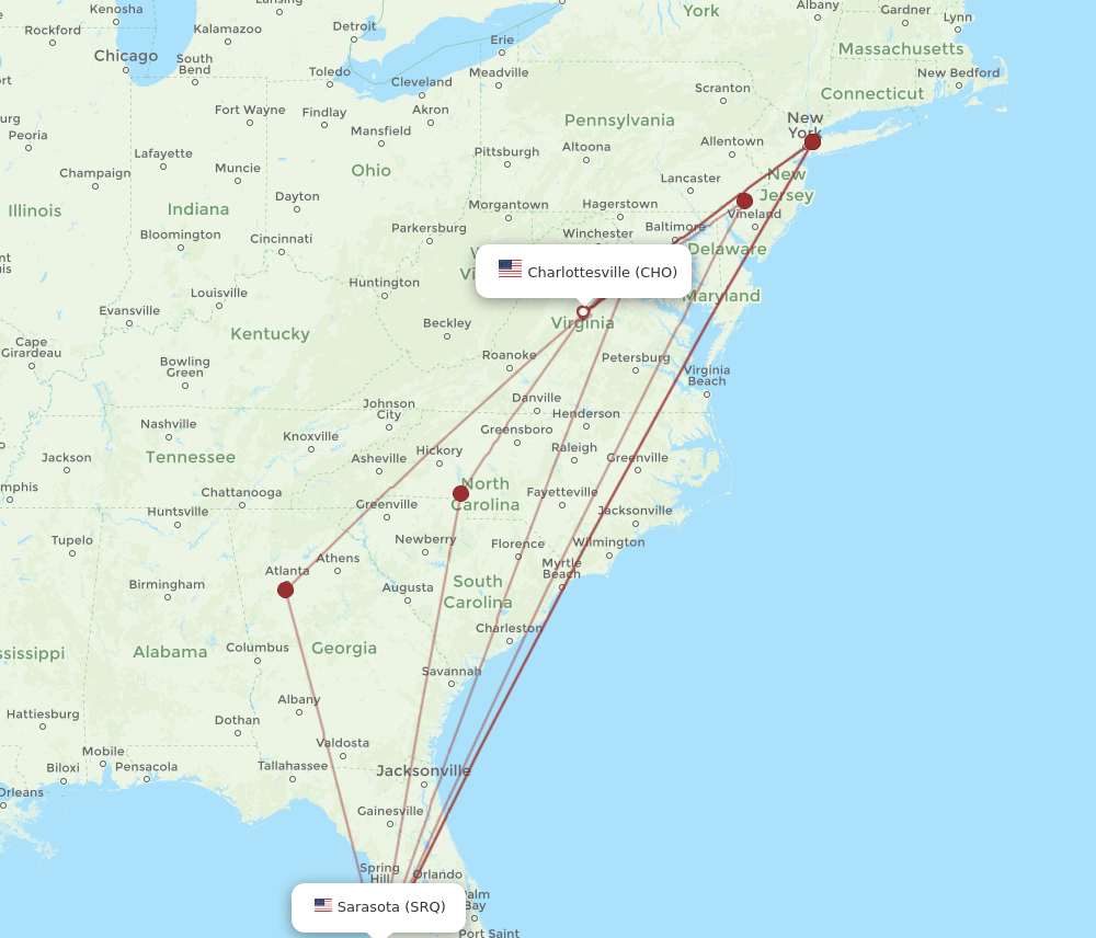 CHO-SRQ flight routes