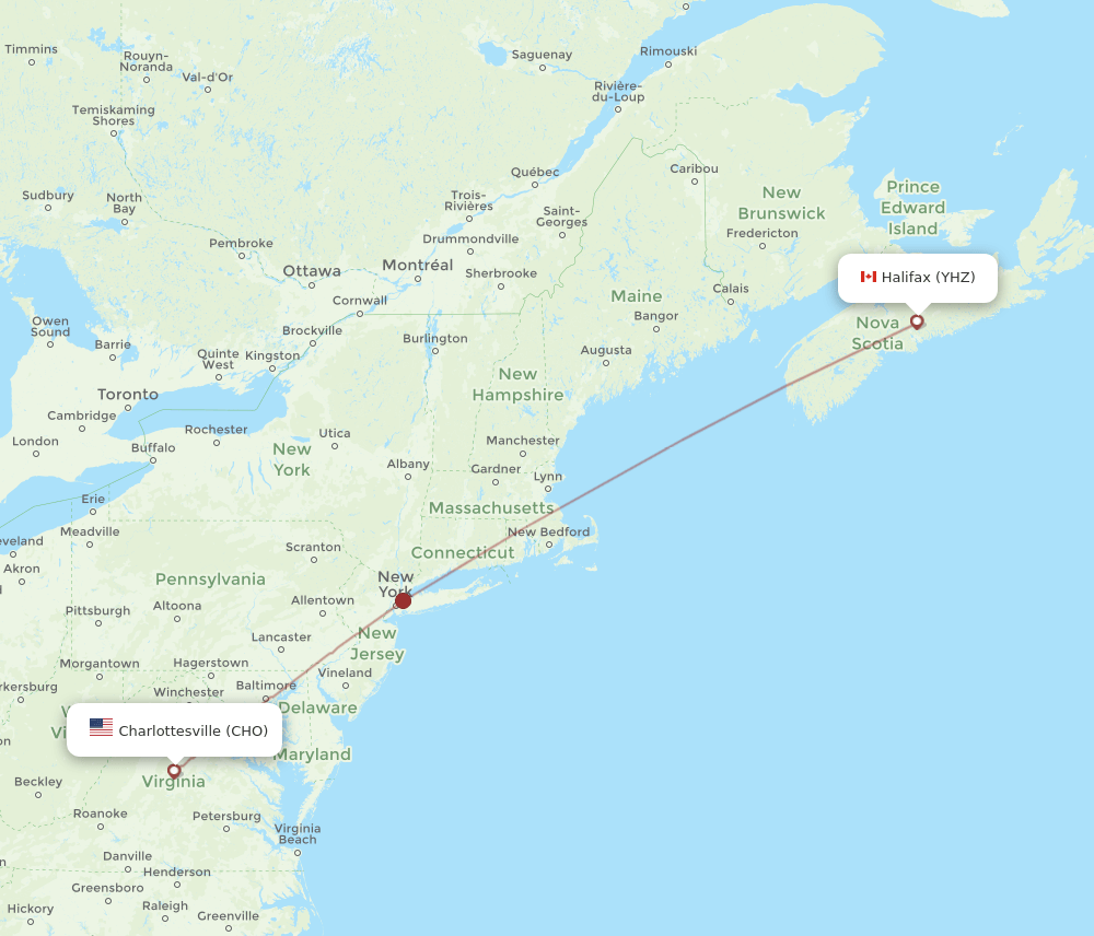 CHO-YHZ flight routes