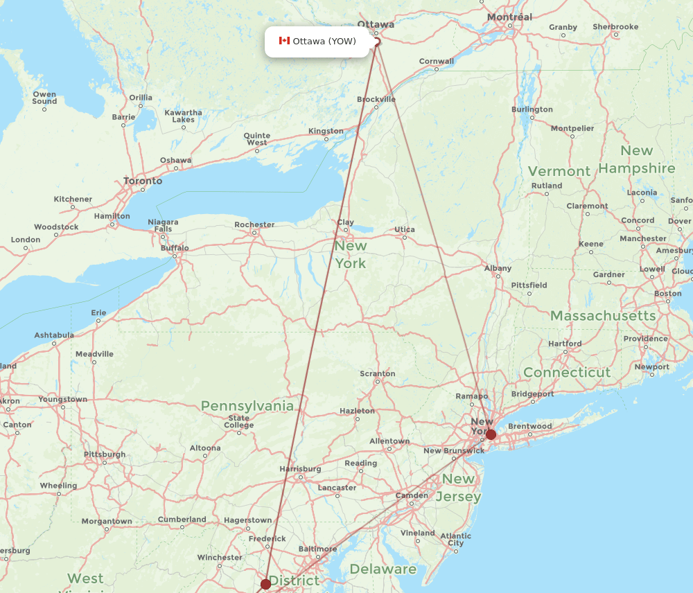CHO-YOW flight routes