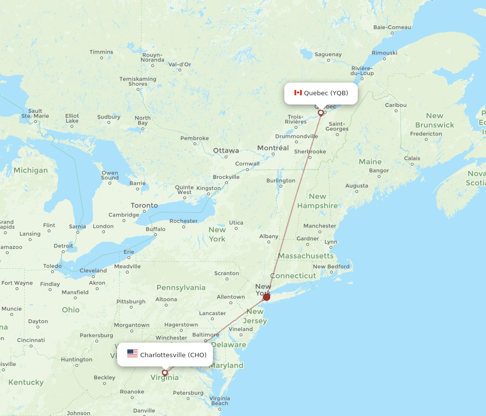 CHO-YQB flight routes