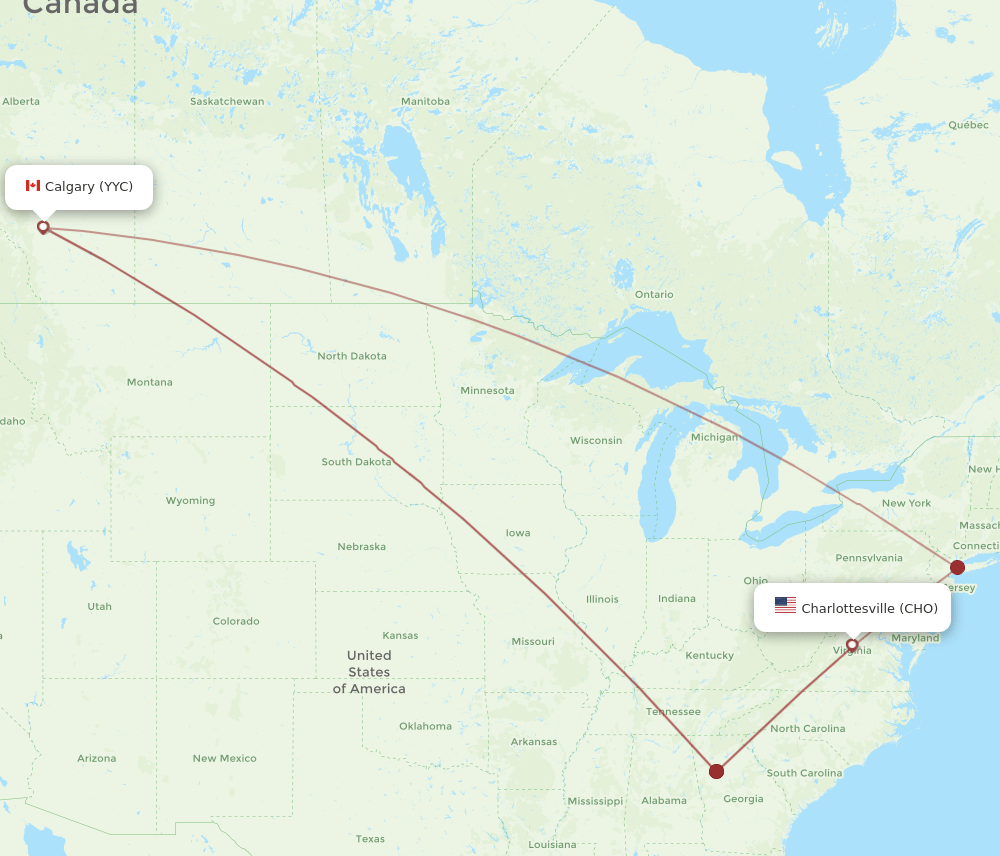 CHO-YYC flight routes