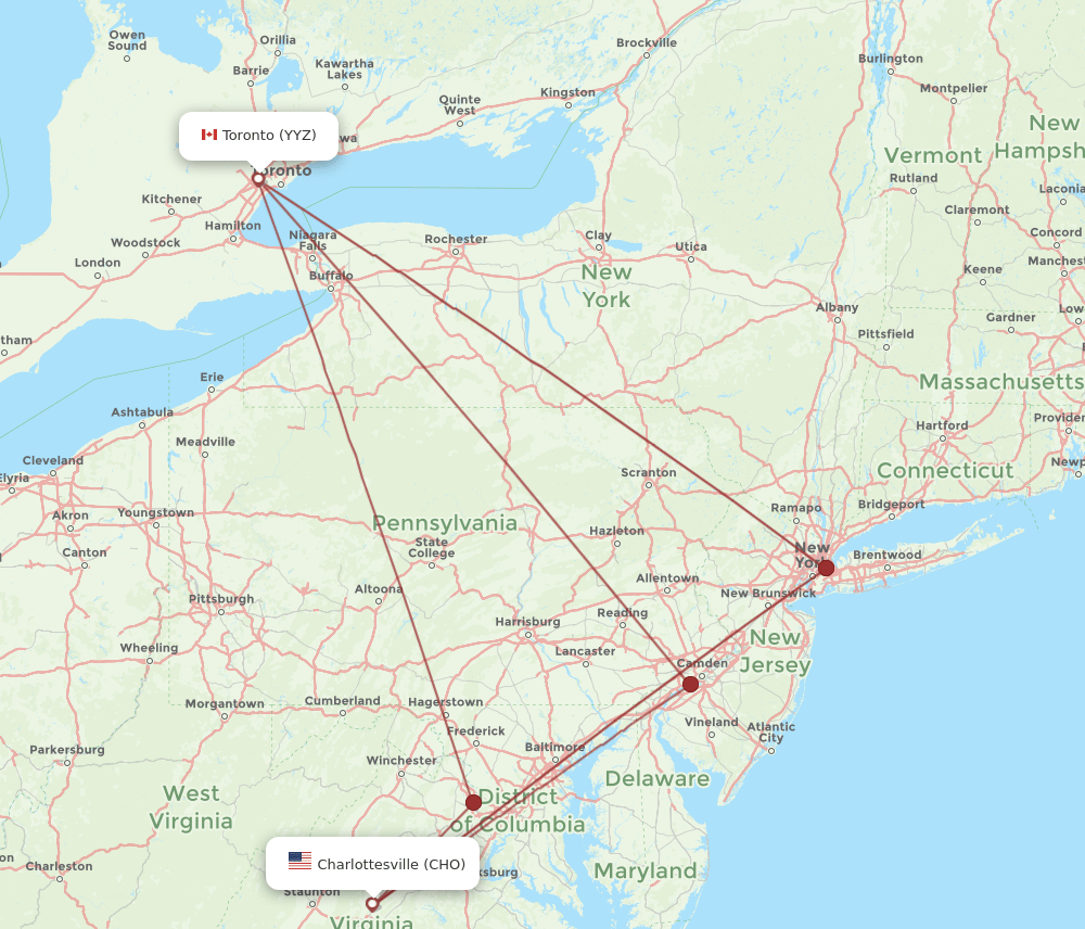 CHO-YYZ flight routes