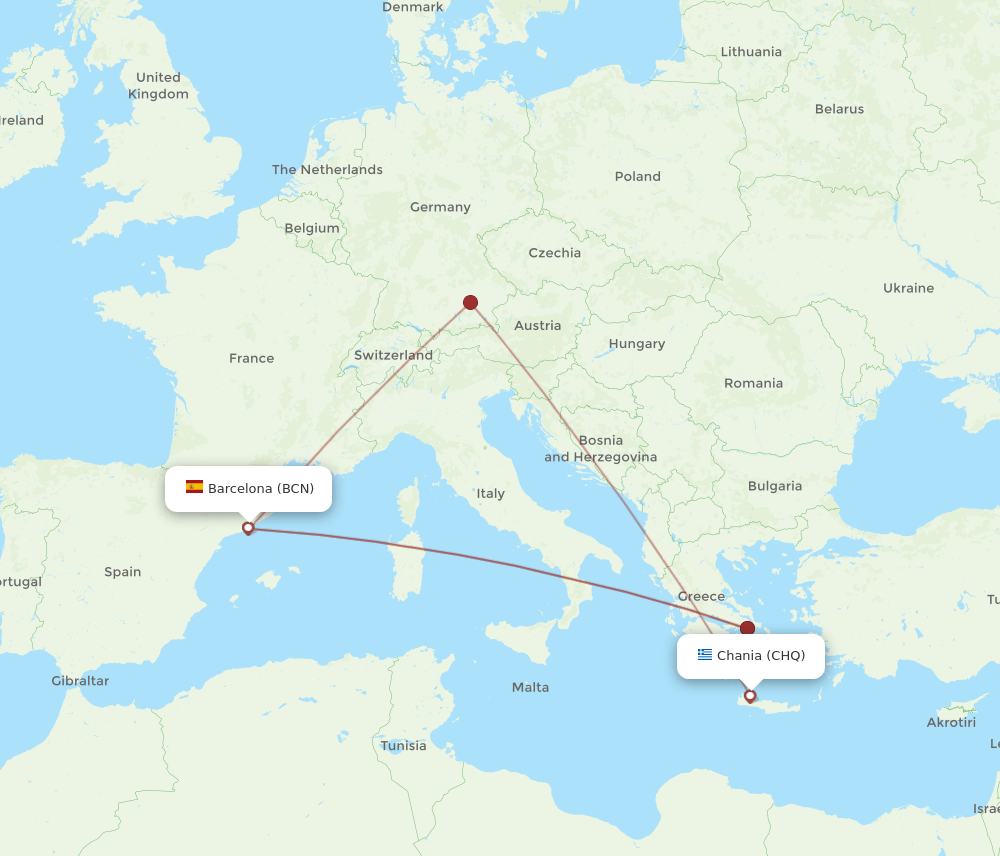 CHQ-BCN flight routes