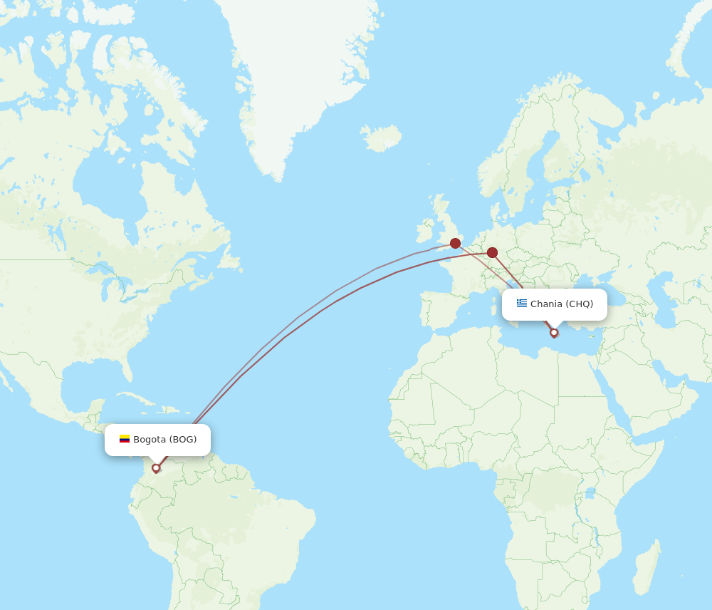 CHQ-BOG flight routes
