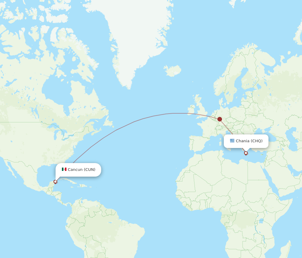 CHQ-CUN flight routes