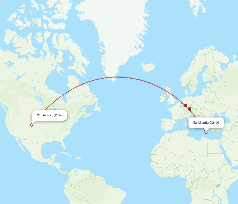 CHQ-DEN flight routes