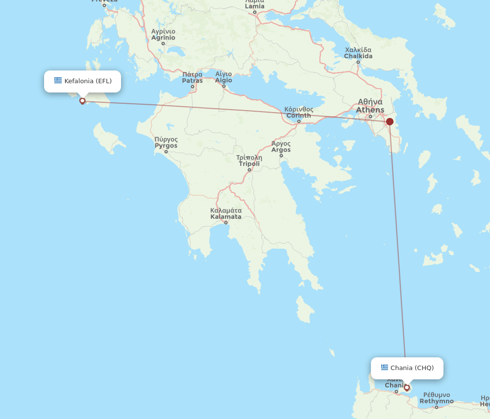 CHQ to EFL flights and routes map