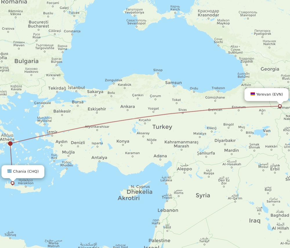 CHQ-EVN flight routes