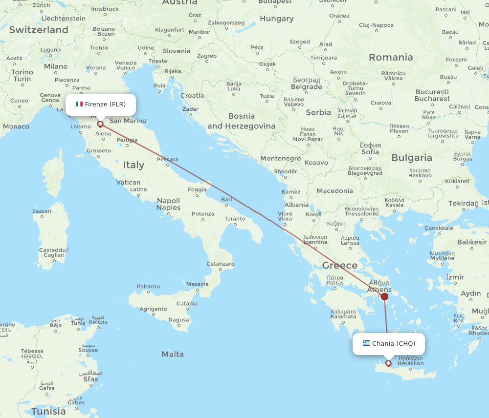 CHQ-FLR flight routes