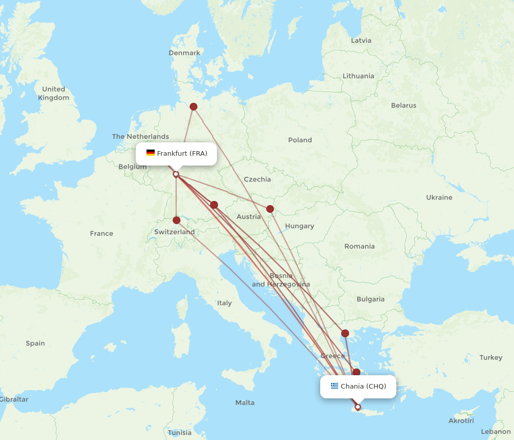 CHQ-FRA flight routes