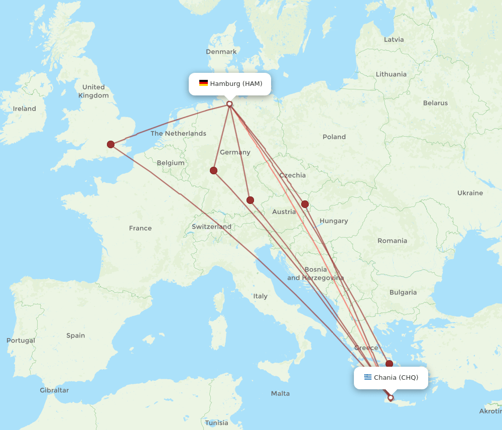 CHQ-HAM flight routes